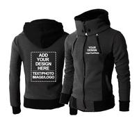 DIY Custom Mens Jackets Design Your Own Men's Hoodie Customised Company Name Logo Team Workwear Pullover Sweatshirt Tops Personalised Gift,Black-S