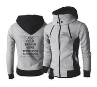 DIY Custom Mens Jackets Design Your Own Men's Hoodie Customised Company Name Logo Team Workwear Pullover Sweatshirt Tops Personalised Gift,Grey-XXL