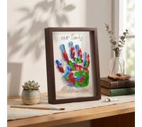DIY Customizable Handprint Keepsake Frame for Pets and Babies, Transparent Pine Photo Frame for Creative Family Art, 29.5x20.5cm Ornament for Preserving Precious Memories(Brown)