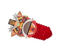 DIY Cute Chinese Lion Dance Head Paper Craft Model for Kids, Stimulating Imagination, 3 Color Options, for Christmas and Birthday Parties [Paper Material] (Red)