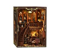 DIY Cutefun Bookend Cottage with LED Light, 3D Wooden Miniature Cottage Model, DIY Creative Handecraft Book Nook Model Gift for Adults Hobbyist (Classic Book House)
