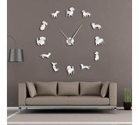 DIY Dachshund Wall Art Wiener-Dog Puppy Dog Pet Frameless Giant Wall Clock With Mirror Effect Sausage Dog Large Clock Wall Watch