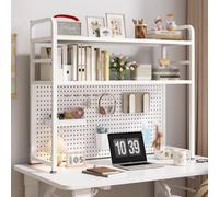 DIY Desktop Bookshelf - Metal Bookcase for Computer Tables Storage Shelf Modern White Design 135x20x98 cm Ideal for Home Office Study and Small Spaces