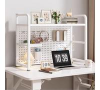DIY Desktop Bookshelf - Metal Bookcase for Computer Tables Storage Shelf Modern White Design 55x20x68 cm Perfect for Home Office & Study nization