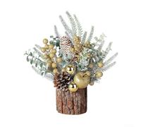 DIY Desktop Christmas Tree Decoration with Realistic PE Bark Artificial Green Tabletop Ornament Assembly Customizable Holiday Display for Home Office Table Shelf Fireplace 11.02x3.35 Inches(B)