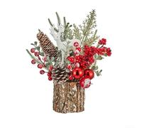 DIY Desktop Christmas Tree Decoration with Realistic PE Bark Artificial Green Tabletop Ornament Assembly Customizable Holiday Display for Home Office Table Shelf Fireplace 11.02x3.35 Inches(D)