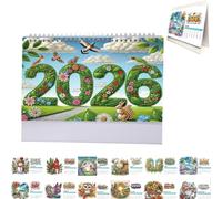 DIY Diamond Art Calendar 2026,2026 Diamond Art Painting Desk Calendar Ornament,12-Month from Jan 2026 to Dec,Monthly Flip Desktop Calendar Planner for Office Home Decoration