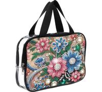 DIY Diamond Art Crystal Makeup Bag Transparent PVC Storage Pack Gift | Rhinestone Pouch With Diamond Dot Pattern For Travel Daily Use Cash Carry Cosmetics And Small Items