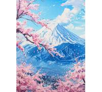 DIY Diamond Art Kits Adults, Fuji Mountain Cherry Blossoms 5D Full Drill Square Diamond Painting Gem Art， Mosaic Embroidery for Home Wall Decor Living Room Teenage Children Girl Gifts 50x100cm LZ217M