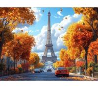 DIY Diamond Art Kits, Maple Leaf Architecture 5D Round Full Diamont Embroidery Painting Set, Waterproof HD Canvas, Suitable for Home Wall Decoration, Creative Gift 80x100cm YN1N-150