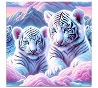 DIY Diamond Art Kits Mountain Tigers,5D Square Diamond Art Painting Kits for Adults Beginner,Full Drill Cross Stitch Crafts Embroidery Kit for Home Decor Gifts 40x40cm