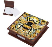 DIY Diamond Art Kits Note Box, Wooden DIY Sticky Note Holder Diamond Art Contains 160 Sheets of Paper Painting Notes Box, Ideal for Home Office Supplies, Handicrafts, Holiday Gifts