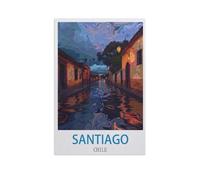 DIY Diamond Art Kits,Santiago Chile,Full Drill Round Rhinestone Diamond Art Painting Accessories, Cross Stitch Embroidery Canvas for Crafts Home Wall Decor(50 x 60 cm/19.68 x 23.62 inches)-GB91