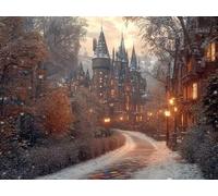 DIY Diamond Art Kits, Winter Castle 5D Round Full Diamont Embroidery Painting Set, Waterproof HD Canvas, Suitable for Home Wall Decoration, Creative Gift 60x80cm YN1N-98