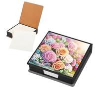 DIY Diamond Art Note Box Organizer - 160 Sheets Blank Notepads, Sticky Note Holder & Memo Paper Desk Storage for Office, Home with Mosaic Design(Flower Rose)