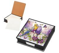 DIY Diamond Art Note Box Organizer - 160 Sheets Blank Notepads, Sticky Note Holder & Memo Paper Desk Storage for Office, Home with Mosaic Design(Flowers Butterfly Bird)