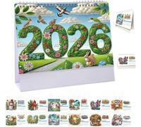 DIY Diamond Art Painting 2026 Desk Calendar Ornament, Monthly Planner from Jan 2026 to Dec, 12-Month Home Office Desk Calendars Diamond Art Painting Kits for Planning Decoration