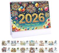 DIY Diamond Art Painting 2026 Desk Calendar Ornament, Monthly Planner from Jan 2026 to Dec, 12-Month Home Office Desk Calendar for Planning Decoration-2026 (J)