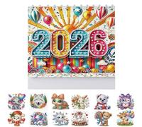DIY Diamond Art Painting 2026 New Desk Calendar, Monthly Planner from Jan 2026 to Dec, 12-Monthly Home Office Desk Calendar for Planning Ornament Decoration-Animal