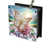 DIY Diamond Art Painting Acrylic Piggy Bank Kit, Digital Coin Savings Bank with Wooden Craft, Creative Art Gift for Adults Money Saving Box-Butterfly-1