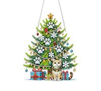 DIY Diamond Art Painting Christmas Tree Gingerbread House Creative Design PET Material Irregular Shape Home Decoration Pendant (Single-Sided Diamond)-01-Christmas Tree