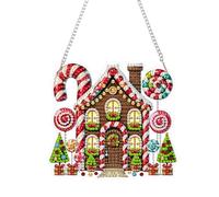 DIY Diamond Art Painting Christmas Tree Gingerbread House Creative Design PET Material Irregular Shape Home Decoration Pendant (Single-Sided Diamond)-04-Gingerbread House