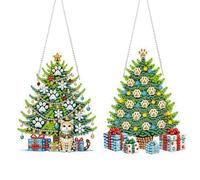 DIY Diamond Art Painting Christmas Tree Gingerbread House Creative Design PET Material Irregular Shape Home Decoration Pendant (Single-Sided Diamond)-2PCS-A