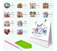 DIY Diamond Art Painting Desk Calendar Ornament Diamond Art Painting 2026 from Jan 2026 - Dec, 12 Monthly Desk Calendars, Table Calendar for Home Office Planning-2026-2