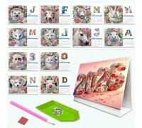 DIY Diamond Art Painting Desk Calendar Ornament Diamond Art Painting 2026 from Jan 2026 - Dec, 12 Monthly Desk Calendars, Table Calendar for Home Office Planning-2025-N