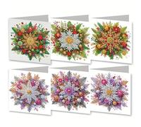 DIY Diamond Art Painting Greeting Cards Set with Lucky Scratch, 5D Diamond Christmas Halloween Blessing Greeting Wish, Birthday Card Making Kits for Family Friends Handmade Gift-Snowflake-1