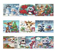 DIY Diamond Art Painting Greeting Cards Set with Lucky Scratch, 5D Diamond Christmas Halloween Blessing Greeting Wish, Birthday Card Making Kits for Family Friends Handmade Gift-Animals