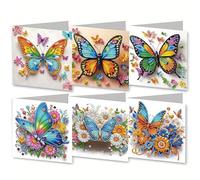 DIY Diamond Art Painting Greeting Cards Set with Lucky Scratch, 5D Diamond Christmas Halloween Blessing Greeting Wish, Birthday Card Making Kits for Family Friends Handmade Gift-Butterfly-1