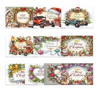 DIY Diamond Art Painting Greeting Cards Set with Lucky Scratch, 5D Diamond Christmas Halloween Blessing Greeting Wish, Birthday Card Making Kits for Family Friends Handmade Gift-Christmas