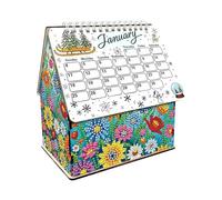 DIY Diamond Art Painting House, 2026 Standing Desk Calendar, Creative Small Christmas House Shape Diamond Art Painting Monthly Flip Desktop Calendars Planner for Office Home Desktop Decor