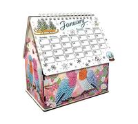 DIY Diamond Art Painting House Storage Box Calendar, 2026 Standing Desk Calendar Creative Design, Small House Shape Monthly Flip Desktop Calendars Planner, for Home Desktop Organizer