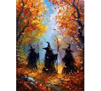 DIY Diamond Art Painting Kits for Adults, Witch Diamond Art Kits, Diamond Painting Tree Crystal Art Kits for Kids Beginners, Embroidery Cross Stitch Diamond Painting Crafts for Room Decor 30x40cm D-7
