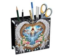 DIY Diamond Art Painting Pencil Makeup Brushes Holder Desk for Display, Art Painting Pen Holder Desktop Organizer Storage Ornaments-Jesus
