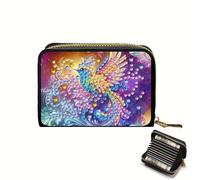 DIY Diamond Art Painting PU Leather Accordion ID Card Holder Wallet Anti-Demagnetizing RFID Protection-Phoenix
