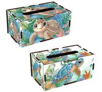 DIY Diamond Art Painting Rectangular Tissue Box, Paper Towel Storage Box for Bathroom Living Room Tissue Holders Decorative Kitchen Office and Desk-2PCS Turtle