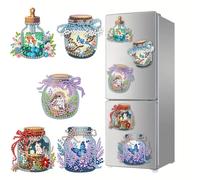 DIY Diamond Art Painting Refrigerator Magnets Kits for Fridge Stickers Special Shape Butterfly Fridge Magnets for Adults-#07-Glass Bottle Animals