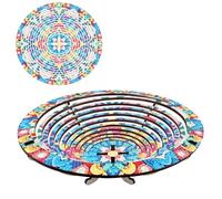 DIY Diamond Art Painting Round Tray, Diamond Art Wooden Tray Serving Tray Retractable with Stand, Diamond Painting Crystal Art Wooden Tray Kitchen Tray for Dinner, Tea, Bar-04-Mandala