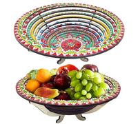 DIY Diamond Art Painting Round Tray, Diamond Art Wooden Tray Serving Tray Retractable with Stand, Diamond Painting Crystal Art Wooden Tray Kitchen Tray for Dinner, Tea, Bar-01