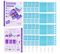 DIY Diamond Art Painting Tray Flip Lid Funnel Drill Plate ABS (16pcs blue)