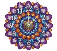 DIY Diamond Clock Mandala Pendant Kits for Adults, Diamond Art Painting Creative Design PET Silent Non Ticking Clock Rhinestone Painting Home Decoration Clock Pendant-Mandala3