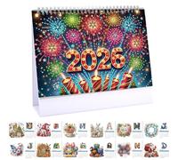 DIY Diamond Desk Calendar Ornament Diamond Art Painting 2026 from Jan 2026 - Dec, 12 Monthly Desk Calendars, Table Calendar for Home Office Planning-2026-J