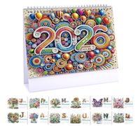 DIY Diamond Desk Calendar Ornament Diamond Art Painting 2026 from Jan 2026 - Dec, 12 Monthly Desk Calendars, Table Calendar for Home Office Planning-2026-G