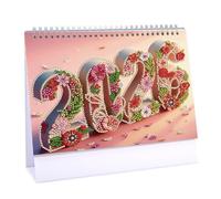 DIY Diamond Desk Calendar Ornament Diamond Art Painting 2026 from Jan 2026 - Dec, 12 Monthly Desk Calendars, Table Calendar for Home Office Planning-2026-E