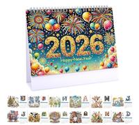 DIY Diamond Desk Calendar Ornament Diamond Art Painting 2026 from Jan 2026 - Dec, 12 Monthly Desk Calendars, Table Calendar for Home Office Planning-2026-L