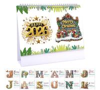 DIY Diamond Desk Calendar Ornament Diamond Art Painting 2026 from Jan 2026 - Dec, 12 Monthly Desk Calendars, Table Calendar for Home Office Planning-2026-B