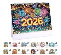 DIY Diamond Desk Calendar Ornament Diamond Art Painting 2026 from Jan 2026 - Dec, 12 Monthly Desk Calendars, Table Calendar for Home Office Planning-2026-K